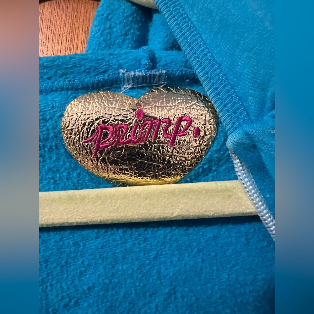 Primp Blue Bleach Splatter Ice Cream Hoodie ASO Jessica Simpson Rare Y2K - Picture 3 of 8
